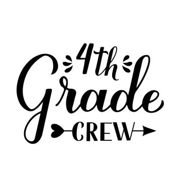 4th Grade Crew calligraphy hand lettering isolated on white. First day of sch Stock Illustration