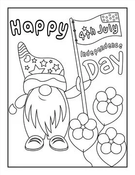 4th of July American Independence Day coloring page for kids and adults イラスト素材