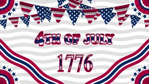 4th of july and 1776 text in beautifully decorated background with lines an.. Stock Footage 311200400