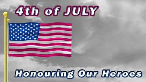 4th of july and honouring our heroes text on black and white sky time lapse.. Stock Footage 310399003