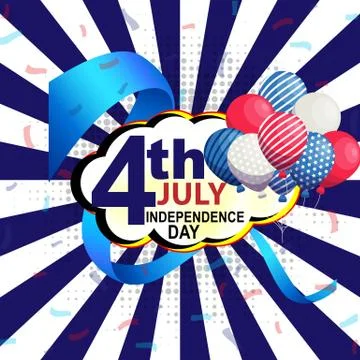 4th July background with American elements on blue background Stock Illustration