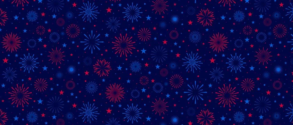 4th July background, fireworks pattern, USA Independence Day Stock Illustration