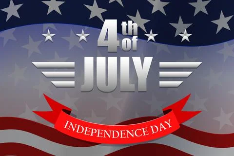 4th of July background with waving US national flag, stars and stripes. Design Stock Illustration