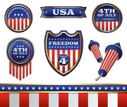 4th of July Badges and Elements Illustration Stock Illustration