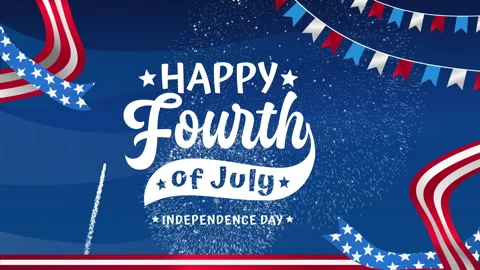 4th july banner declaring happy independence day Stock Footage 333346601