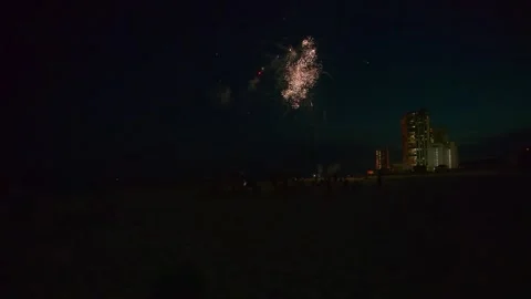 4th of July Beach Fireworks Copy 01 Stock Footage 339023679