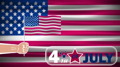 4th of july blessings and hand holding usa flag animation for independence .. Stock Footage 311200691