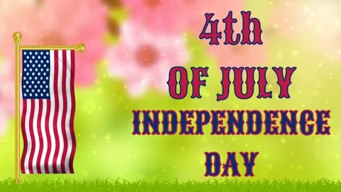 4th of July on blur green background with usa flag Stock Footage 237745943
