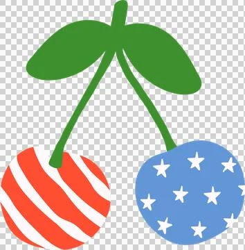 4th of july Cherries in flat design for patriotic Stock Illustration