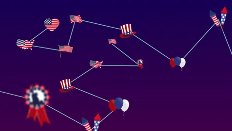 4th of July connection lines animation Stock Footage 157013114