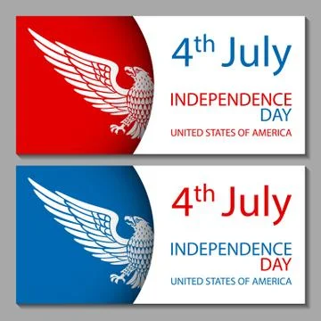 4th of July Design Objects, Element. Vector Set No. 1. Isolated on white. Illustrazione stock