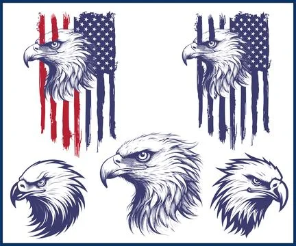 4th of July Eagle With American Flag with Eagle Through Flag Stock Illustration