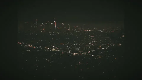 4th of July fireworks at night in Los Angeles from a high angle view at the G Stock Footage 136732634