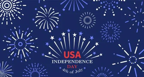 4th of july. Freedom fireworks, usa independence day poster. American liberty Stock Illustration