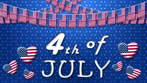 4th of july greetings on decorated blue background Stock Footage 310399090