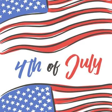 4th of july hand drawn flag Stock Illustration