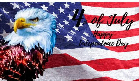4th of July holiday. Eagle with the flag of the United States. Vector illustr Stock Illustration
