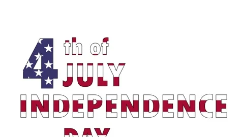  4Th Of July, Independence Day Text And American Flag  Stock Footage 154039971