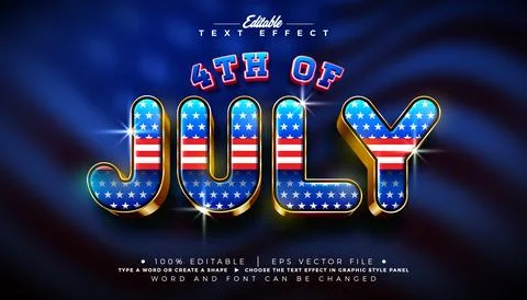 4th of July Independence Day Text Effect Design Editable Vector Graphic Sty.. Stockillustratie