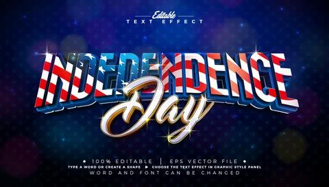 4th of July Independence Day Text Effect Design Editable Vector Graphic Style Stockillustratie