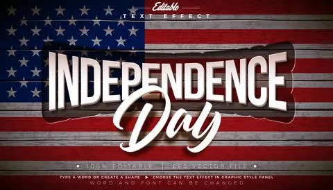 4th of July Independence Day Text Effect Design Editable Vector Graphic Style Illustrazione stock