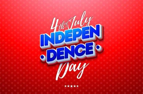 4th of July Independence Day Vector Illustration with American Flag Color 3d Stock Illustration