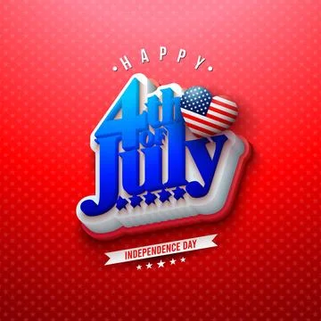 4th of July Independence Day Vector Illustration with American Flag Color 3d  Illustrazione stock