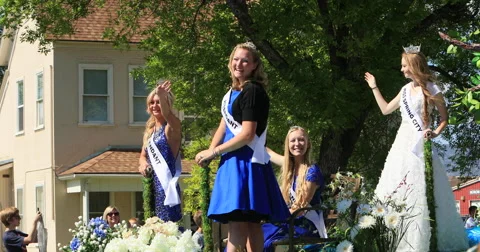 4th July Parade Spring City Royalty Float DCI 4K Stock Footage 64787131