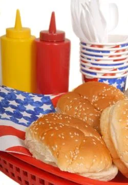 4th of july picnic table setting Stock Photos