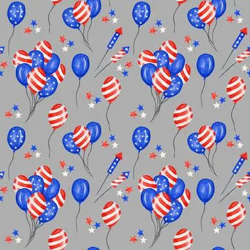 4th of july Seamless pattern. Patriotic american holiday Fourth of July fabric Stock Illustration