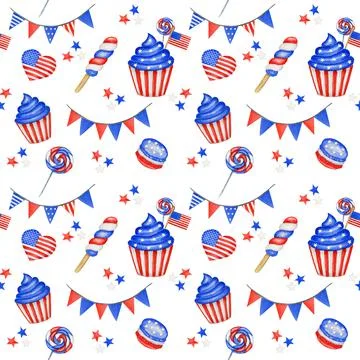 4th of july Seamless pattern. Patriotic american holiday Fourth of July fabric Stock Illustration