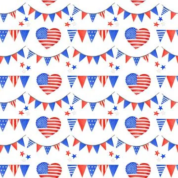 4th of july Seamless pattern. Patriotic american holiday Fourth of July fabric Stock Illustration