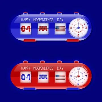 4th of July with table flap clocks and number counter Stock Illustration