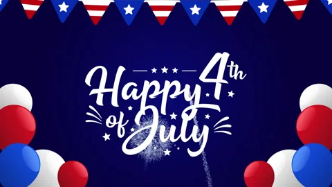 4th of july text balloons and flags Stock Footage 332928201