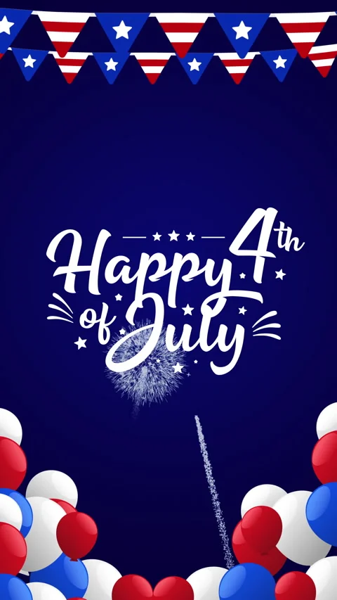 4th of july text balloons and flags Stock Footage 332928206
