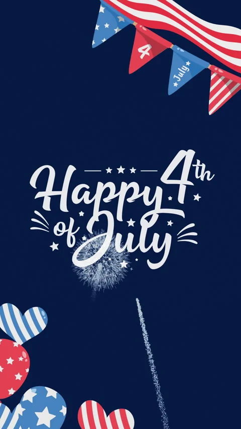 4th of july text celebration vertical Stock Footage 333024638