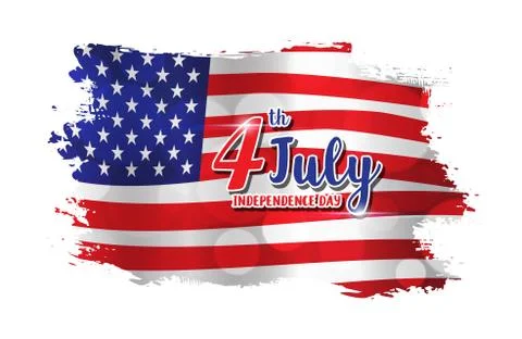4th of July text design on abstract American Flag style background 库存插图