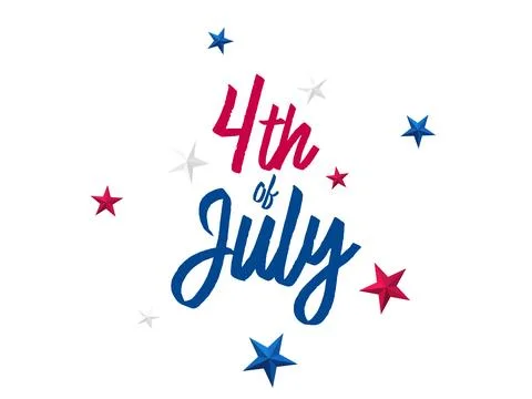 4th of July text, Fourth July typography lettering isolated Stock Illustration