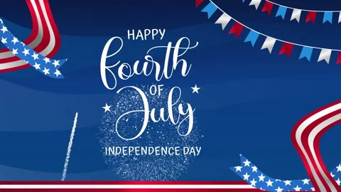 4th of july text on independence day Stock Footage 335124680