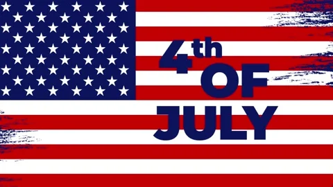 4th of July on USA flag background. Stock Footage