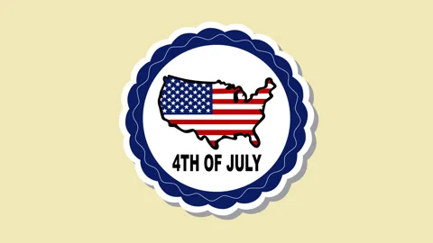 4th of July USA Map Badge with American Flag Theme Vídeos de archivo 334769565