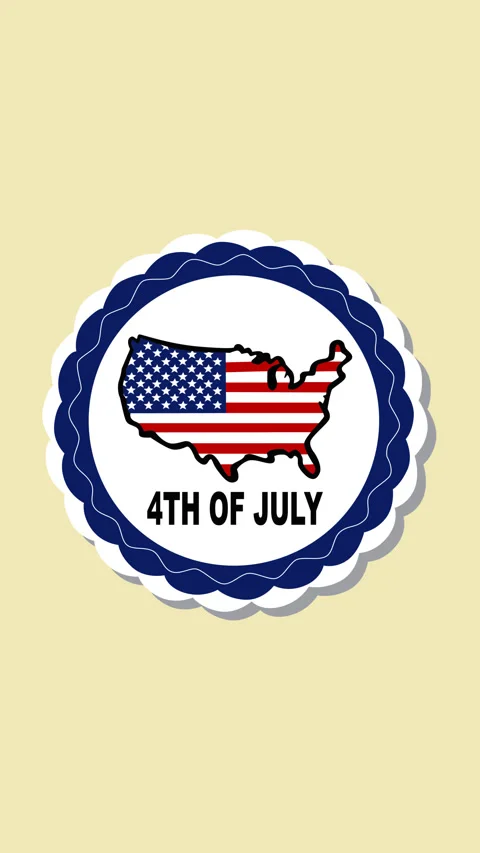 4th of July USA Map Badge for Independence Day Celebration Stock Footage 334770607