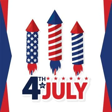 4th July USA rockets. Vector Stock Illustration