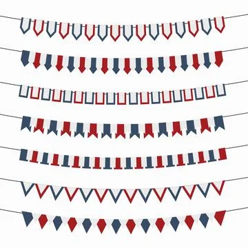 4th of July vector bunting banners set. Bunting flags garland on white backgr Stock Illustration