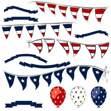 4th of July  vector elements set 스톡 일러스트
