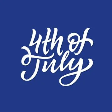 4th of July - vector hand drawn brush lettering Stock Illustration