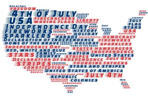 4th of July word cloud background Stock Illustration
