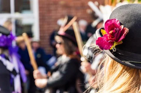 4th May 2019, Upton Upon Severn, UK. A close up of a woman wearing a hat Stock Photos