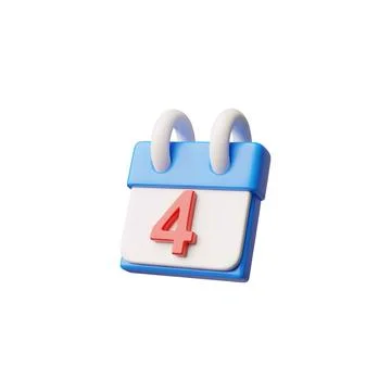 4th page day calendar vector 3D cartoon plastic style design element for Illustrazione stock