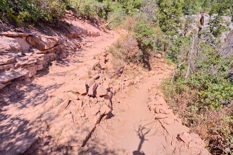 4th Switchback along North Kaibab Trail at North Rim AZ Stock Photos